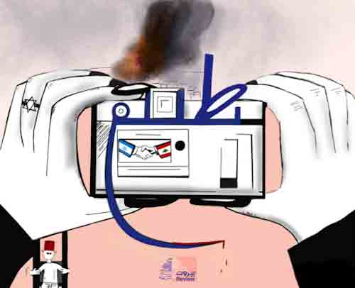 كاريكاتور "بيروت ريفيو" غارات ومصافحات في الجنوب